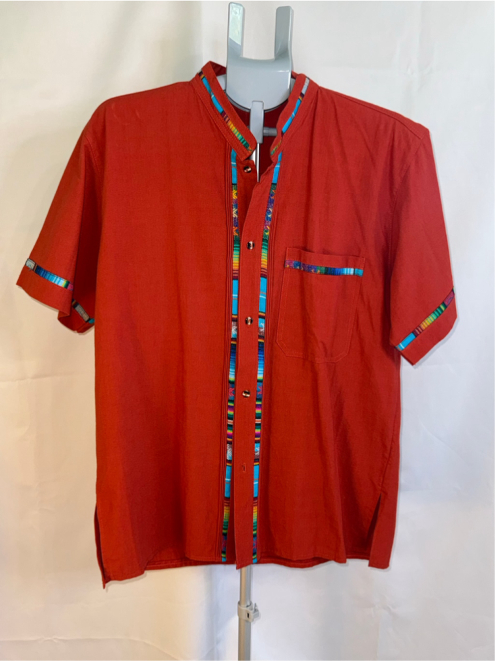 Men's Unbranded Casual Button Down Shirt L Red Multicolor
